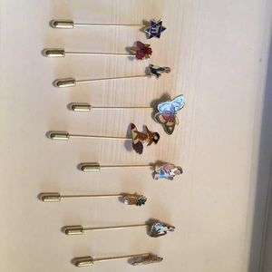 Set of 9 stick pins/brooches